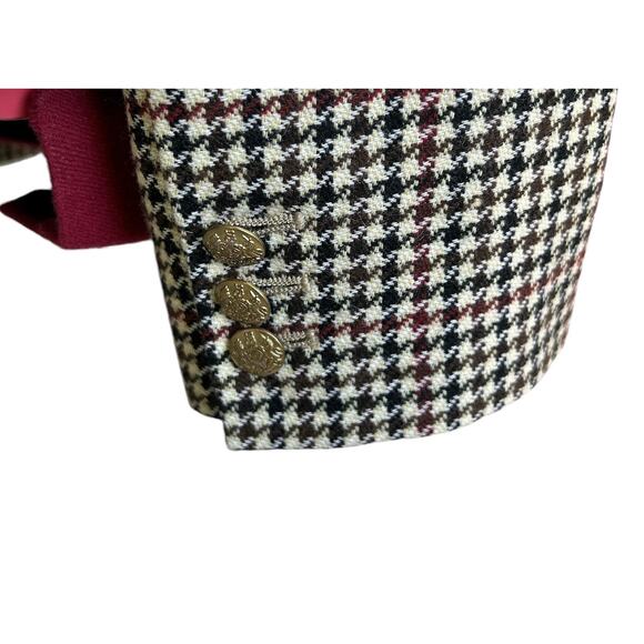 J. Crew Women’s Size Medium Wool Blend Houndstooth 2 Button Blazer - Picture 6 of 8